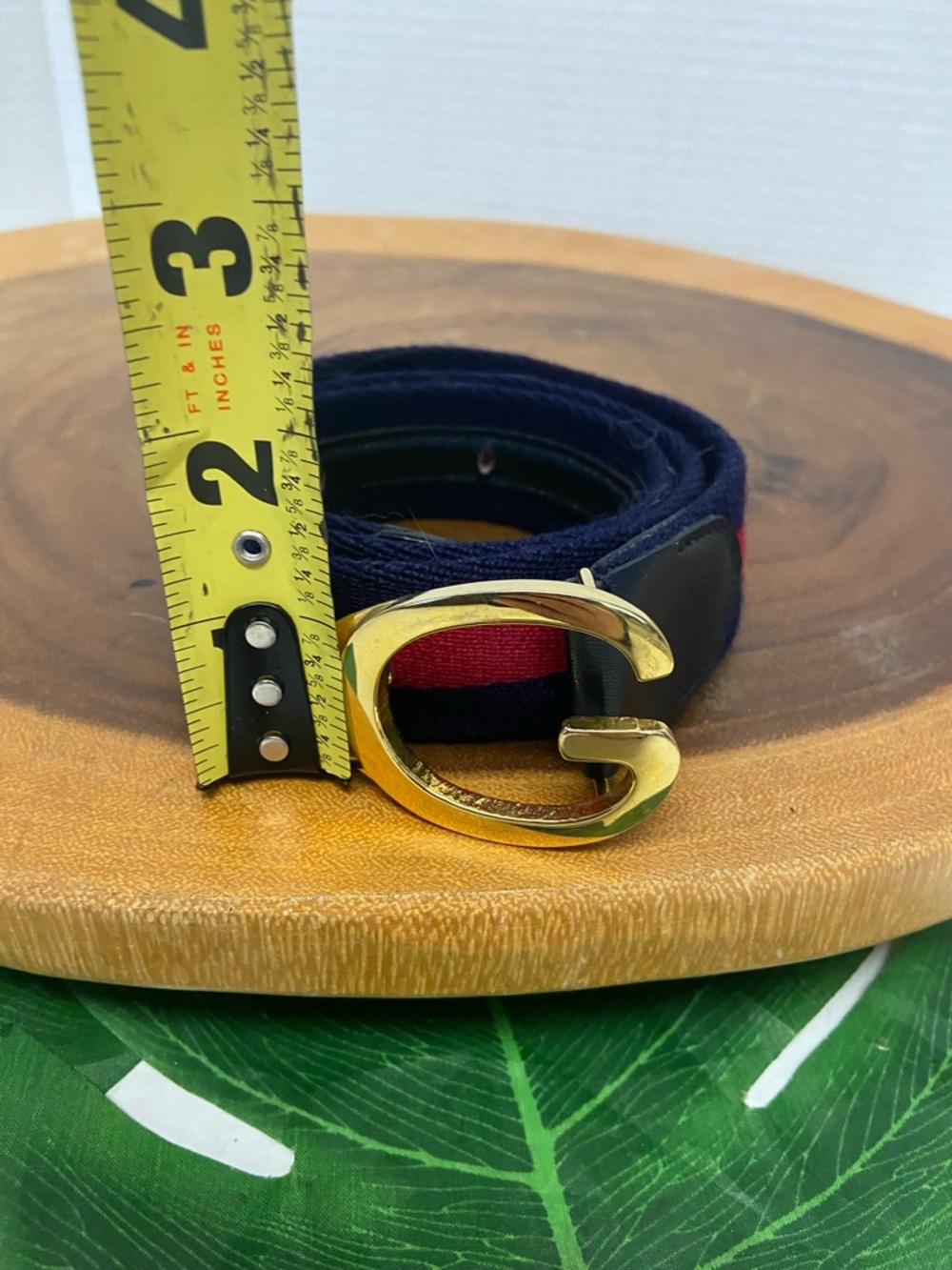Vintage Gucci Blue Striped Belt Sz:28 - Picture 2 of 6